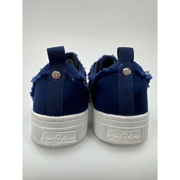Sam Edelman Navy Blue Canvas Slip On Shoes, Frayed Trim Women US 6 EUR 36 NEW - Picture 4 of 7